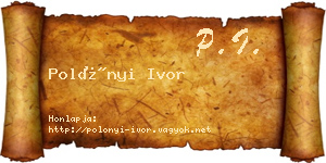 Polónyi Ivor névjegykártya